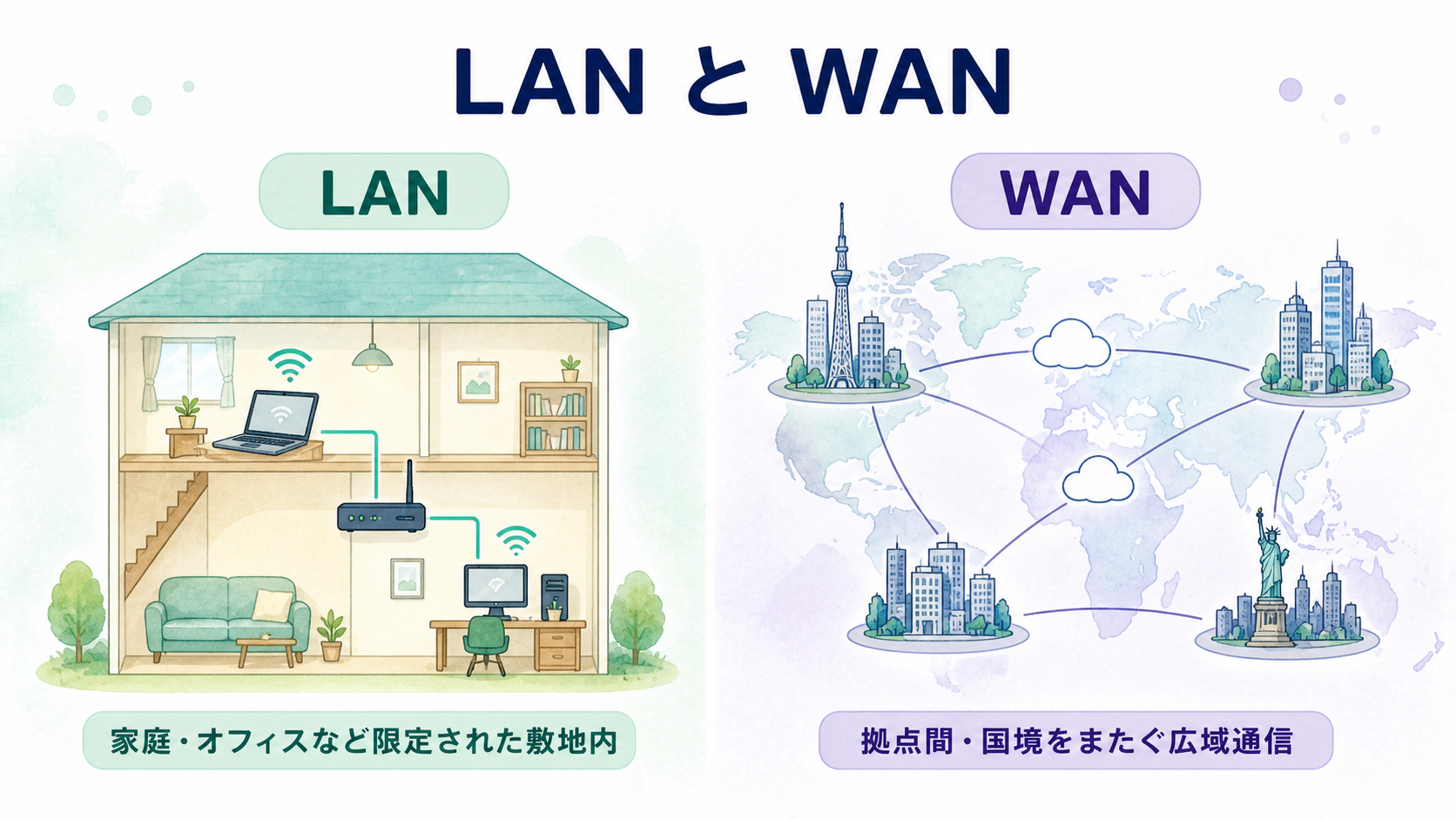 LAN と WAN の規模対比